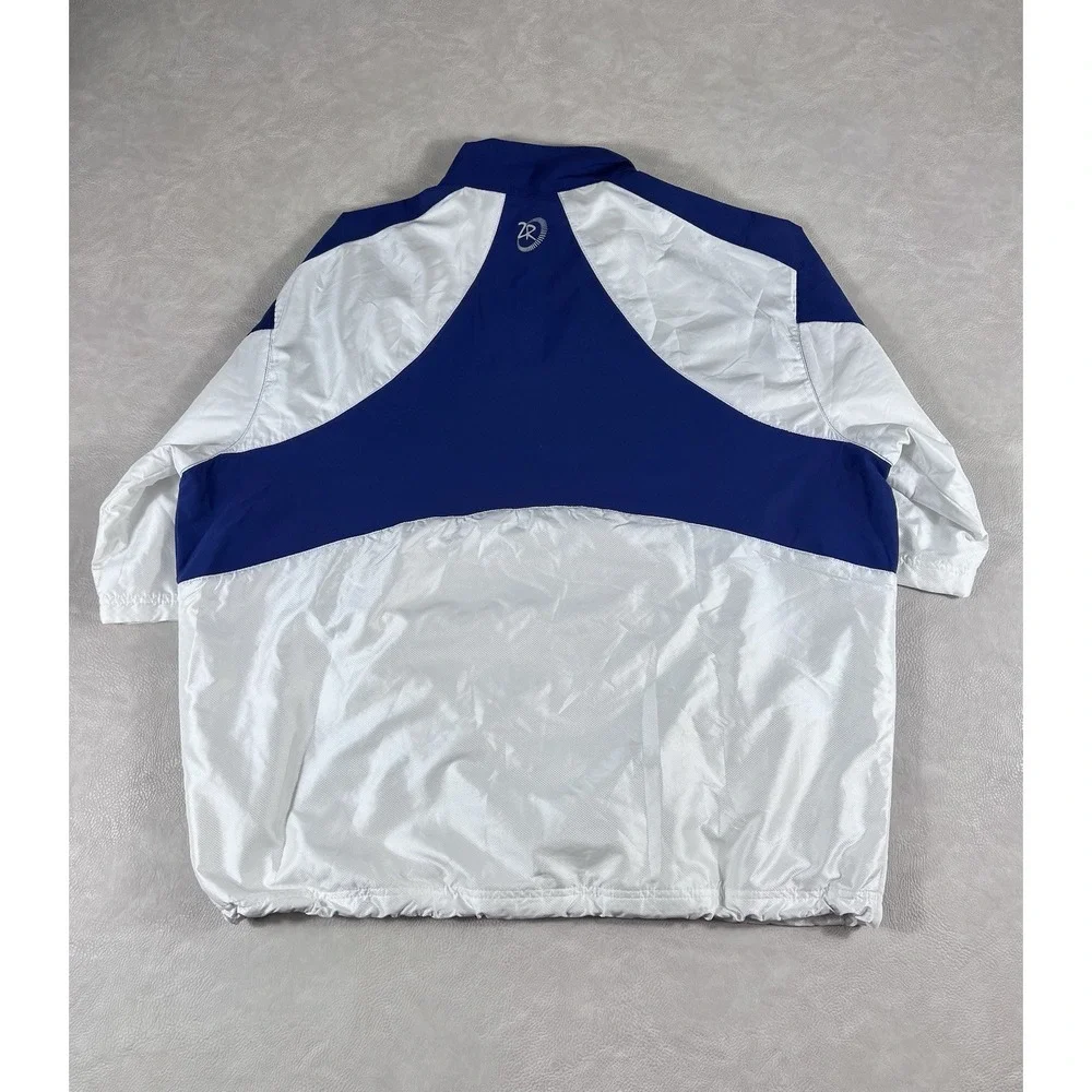 Zero Restriction Windbreaker Jacket Size Large Blue White Half Zip Golf Pullover